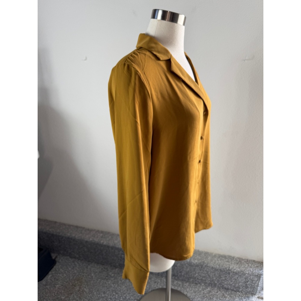 NEW Elie Tahari Womens Medium Burnt Ochre Long Sleeve Button Down Blouse Top - Picture 8 of 11